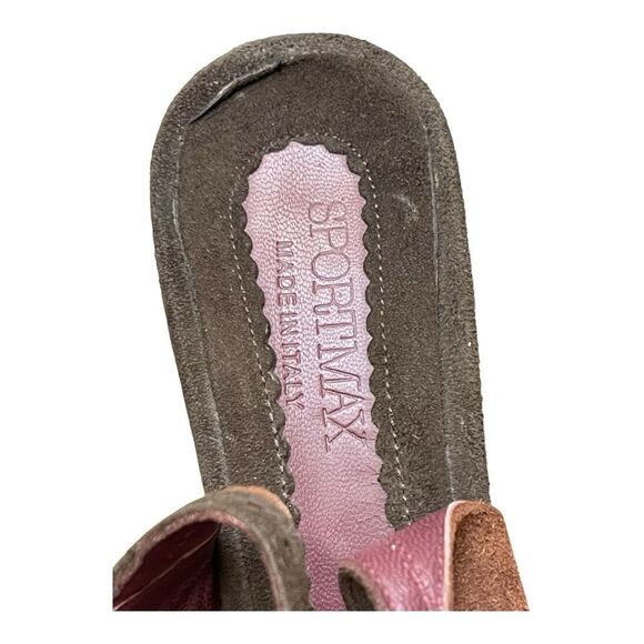 Sportmax Suede Wingtip Brown Blue Open Toe Heel Size 7 Made in Italy - Picture 7 of 10